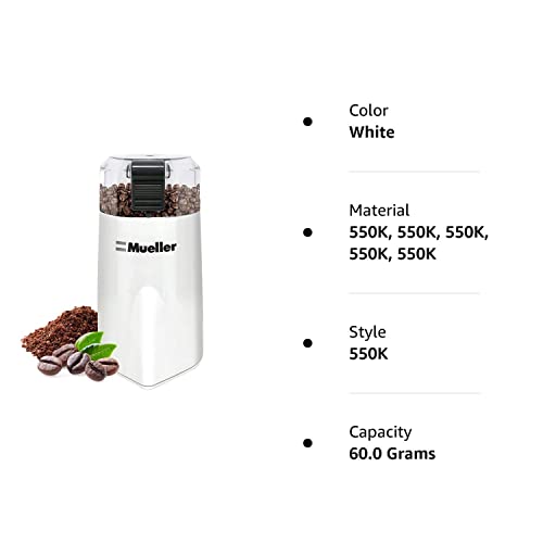 Mueller Austria HyperGrind Precision Electric Spice/Coffee Grinder Mill with Large Grinding Capacity and HD Motor also for Spices, Herbs, Nuts, Grains, White